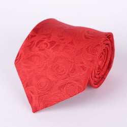 Cravate rouge motif de roses rouges